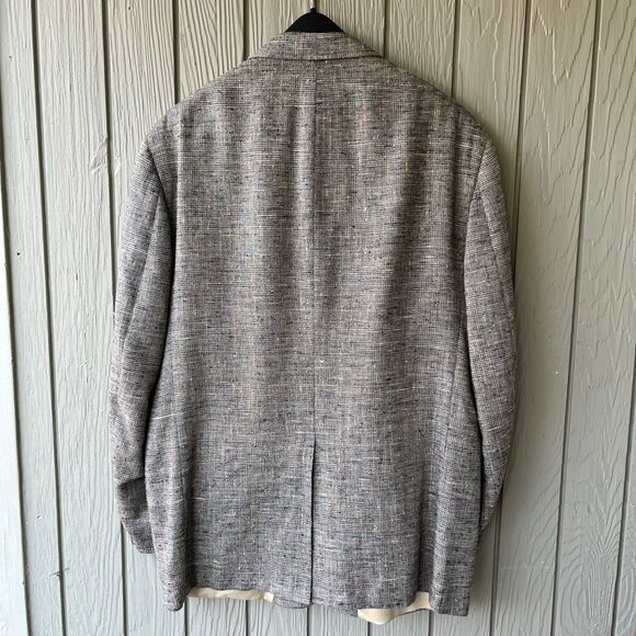 VTG Cricketeer Sport Coat Gray Woven Textured Blazer Silk Blend USA 44R ACTWU